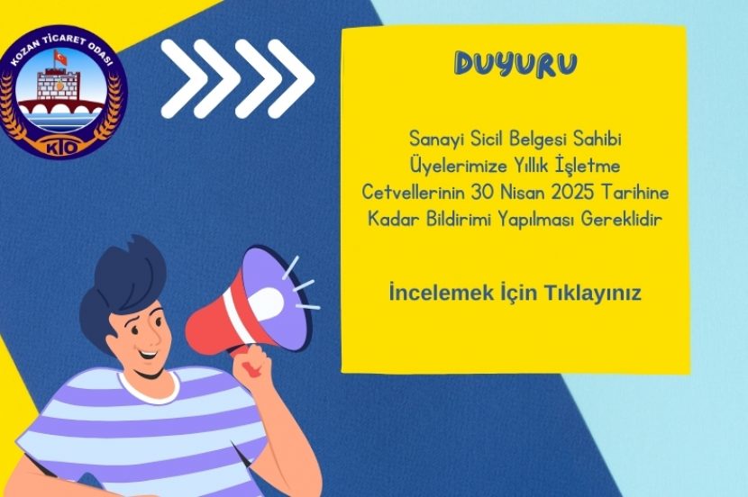 Sanayi Sicil Belgesi Hakkında Duyuru